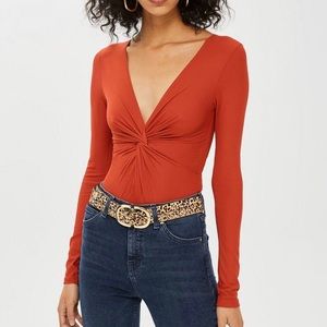 Top shop tie front bodysuit